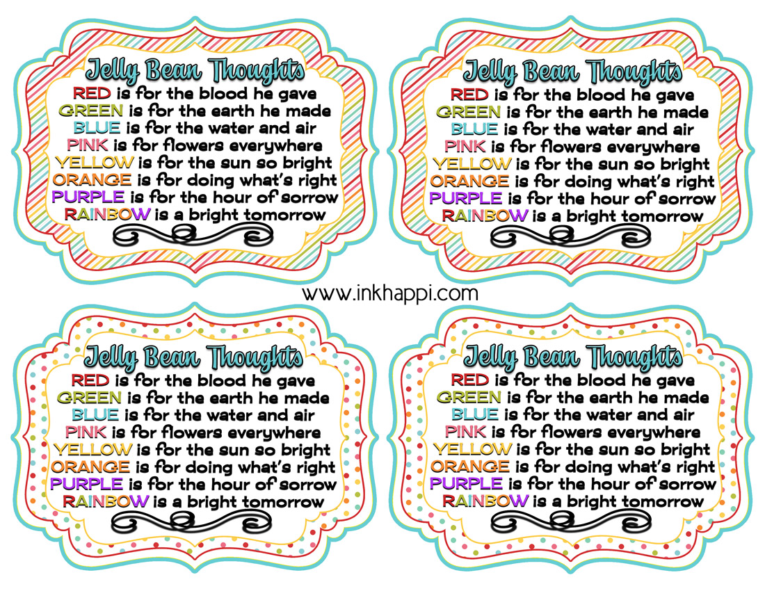 Jelly Bean Thoughts for Easter & Free Printable Gift Tags! inkhappi