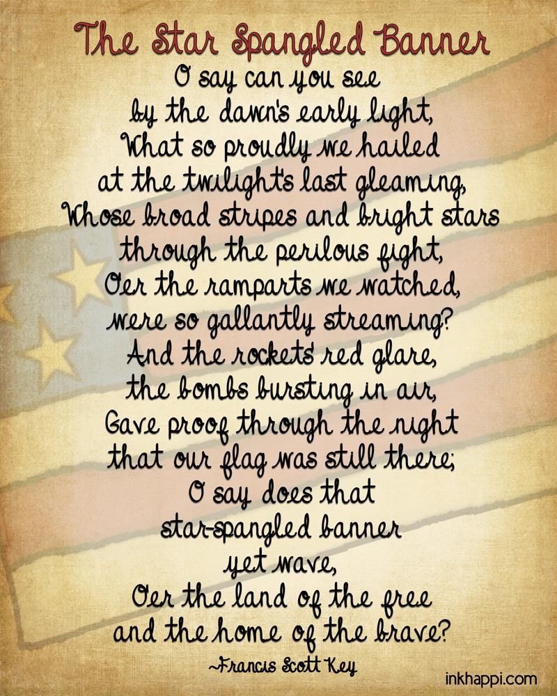 The Star Spangled BannerSome Facts and Printables inkhappi