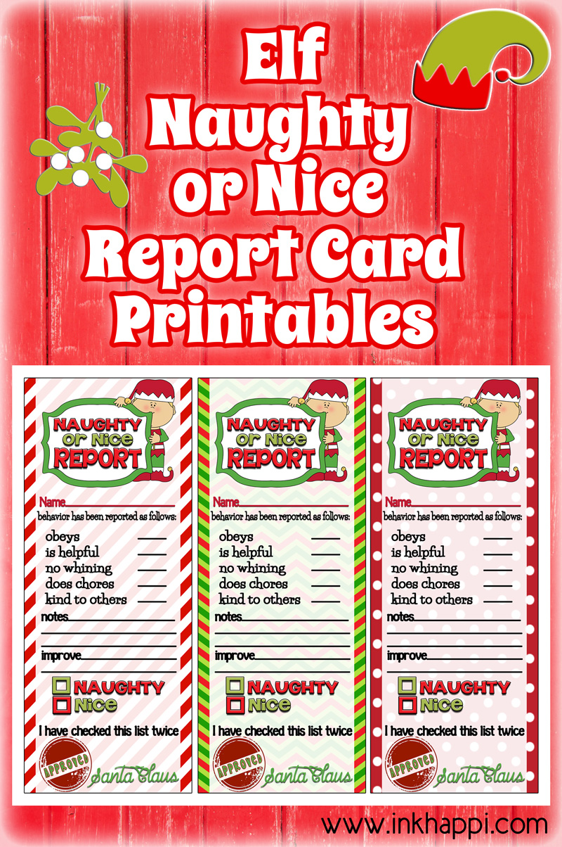 Elf report card, plus more Holiday Printables and a Giveaway! inkhappi