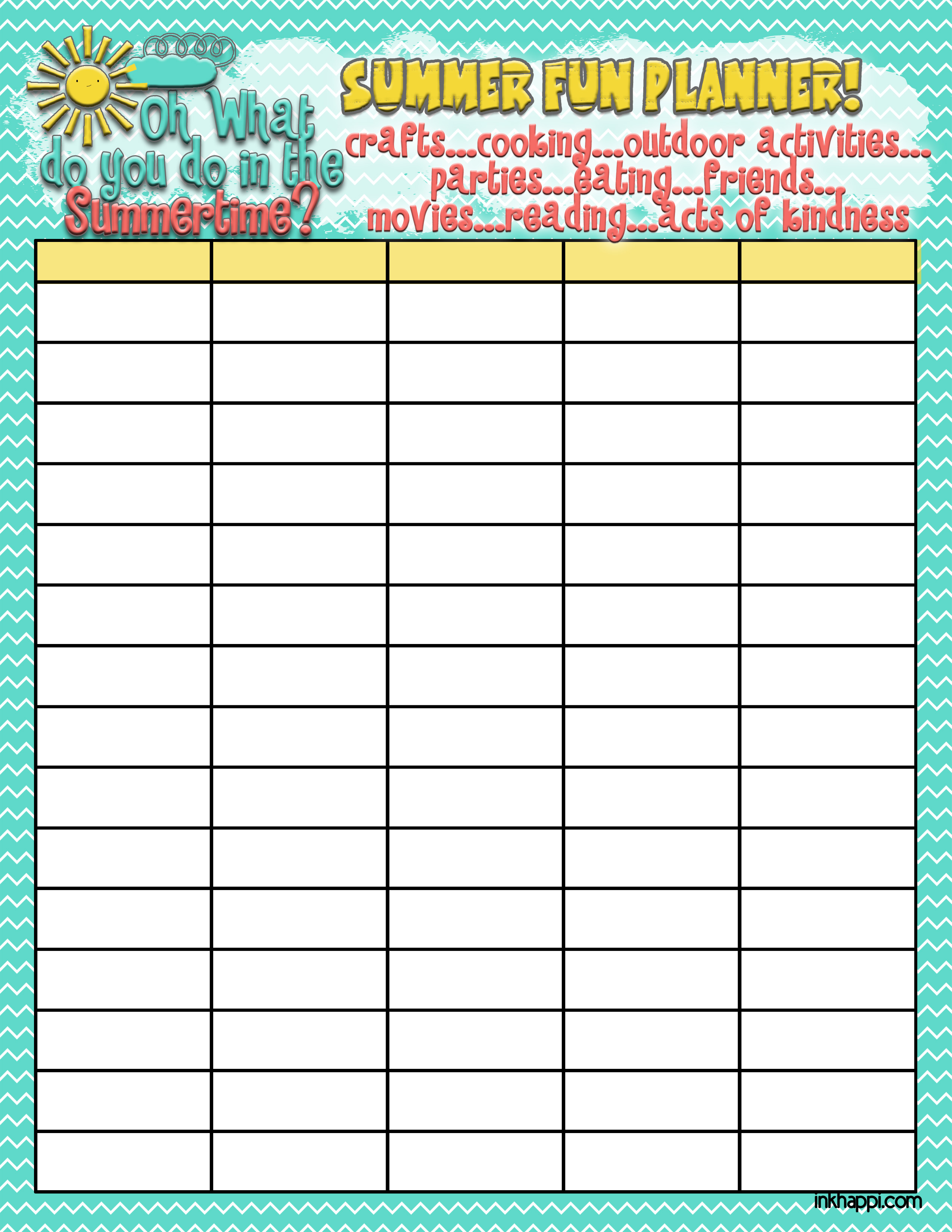 Printable Summer Calendar