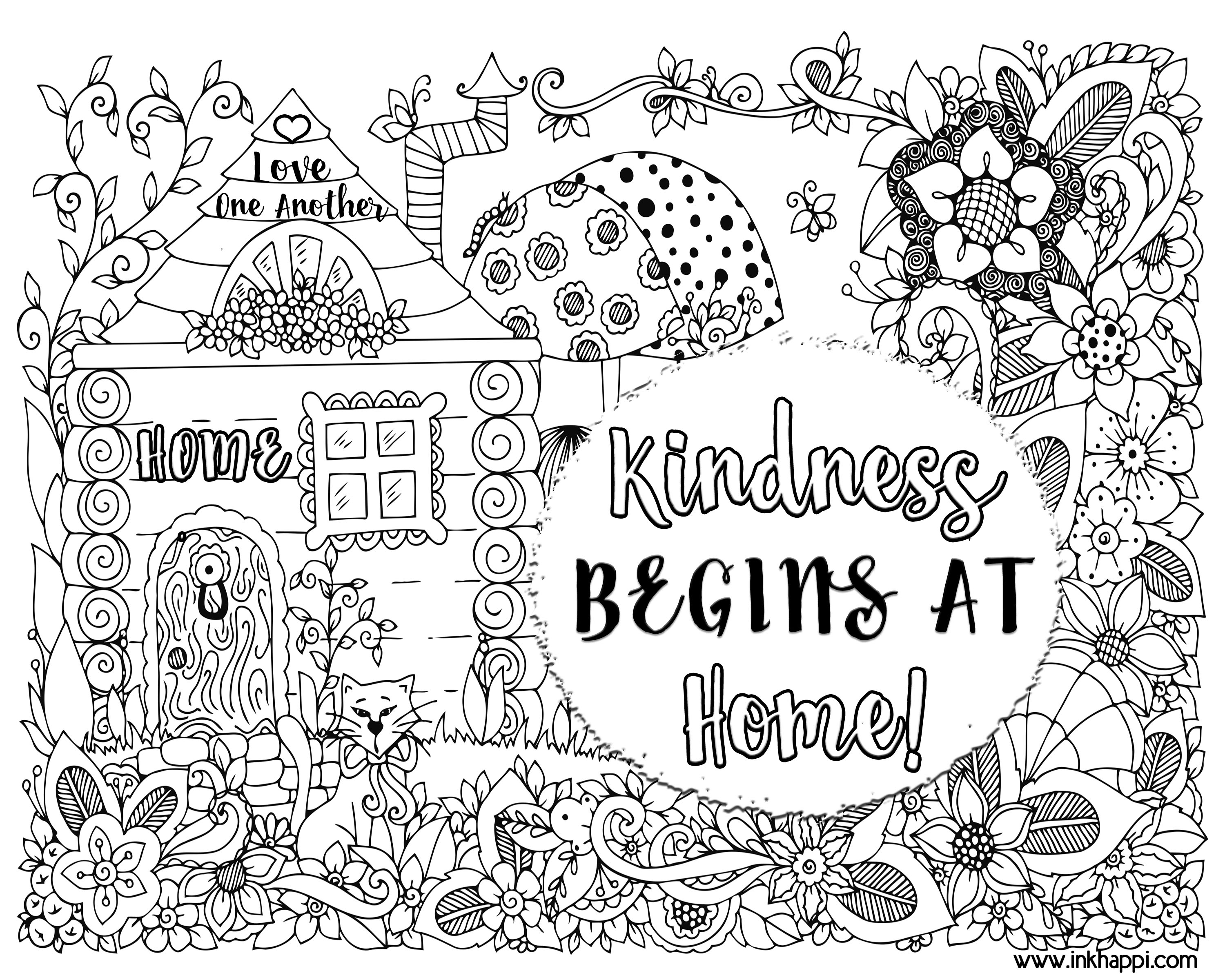 Kindness Begins at Home... A Coloring Page and a Message inkhappi