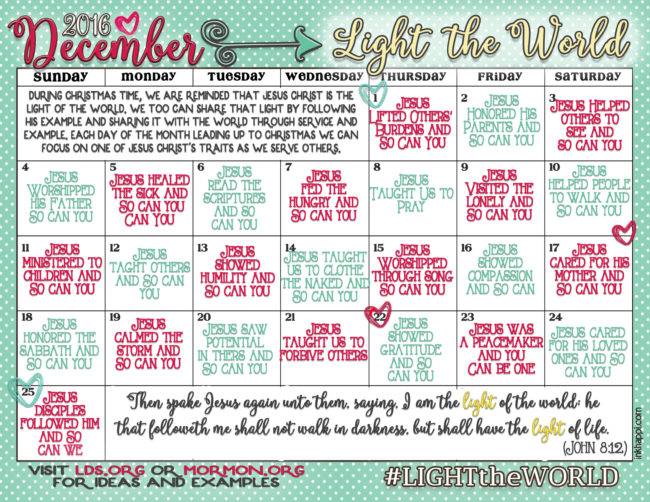 Light the World... 25 ways in 25 days. Tons of free Printables! inkhappi
