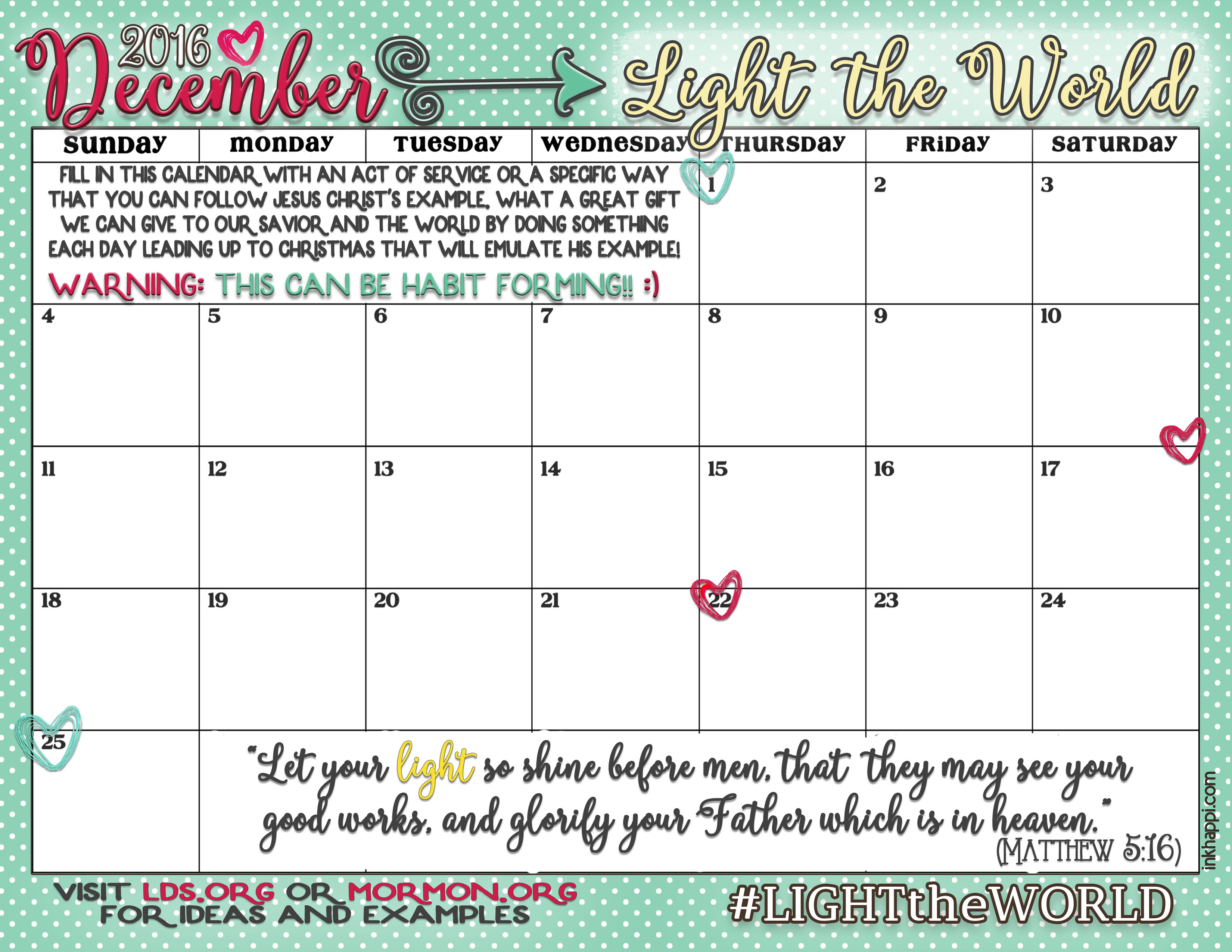 Light The World 2023 Calendar lighttheworldcampaigncalendarblank inkhappi