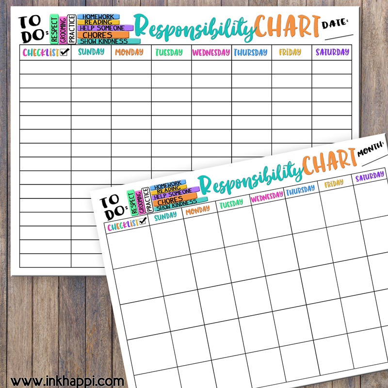 Printable Back to School Responsibility Chart