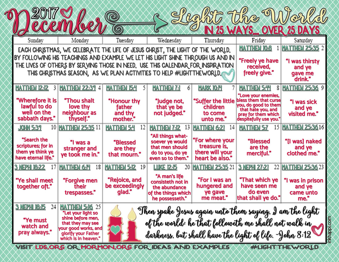 Light the World Campaign Calendar 2017 Inkhappi