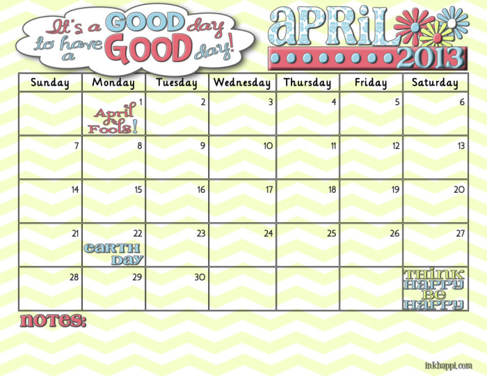 its your april 2013 calendar inkhappi april 2013 calendar printable