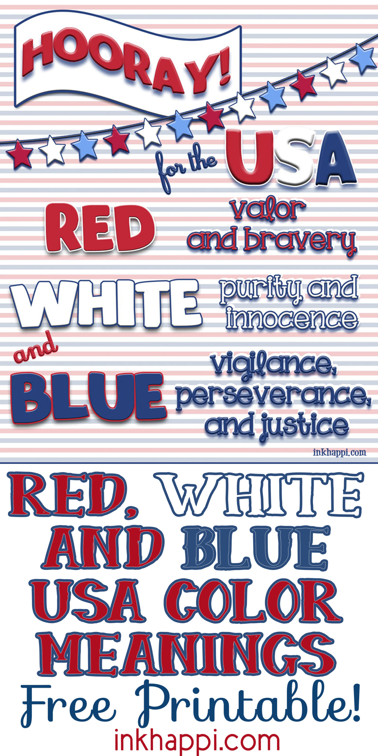 Red, White & Blue USA Colors Meaning {Free Printables} - inkhappi
