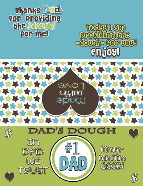 Quick and Easy gift ideas for Dad. "Dads Dough" with printable found at inkhappi.com