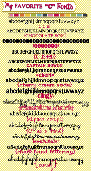 These are some of my favorite fonts and they all start with a "C"! List of fonts and download links at inkhappi.com