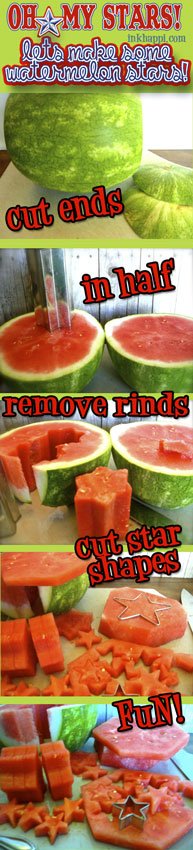 Watermelon Stars at inkhappi.com. So EASY and FUN!! There is so much you can do with star cookie cutters.
