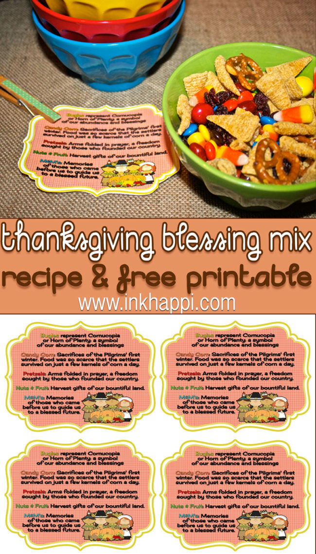 Thanksgiving Blessing Mix And Printables Inkhappi