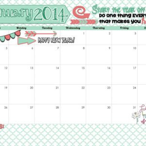 Here is your January 2014 Calendar. Start the year off right! Free printable at inkhappi.com