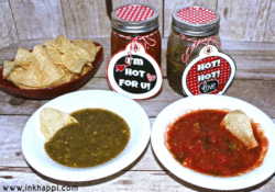 HOT for U! Cute printable tags and a salsa recipe. Fun Valentine gift idea. :) #valentine #salsa