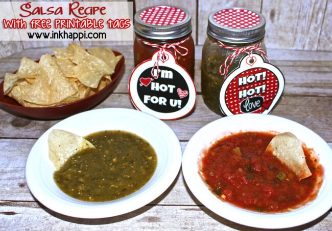 hot salsa valentine tags 4 HOT for U! Cute printable tags and a salsa recipe. Fun Valentine gift idea. :) #valentine #salsa