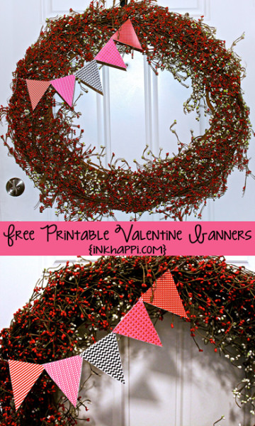 Valentine banners: Fun! Easy! DIY! Add pizazzz to your valentine decor! #freeprintables #valentines