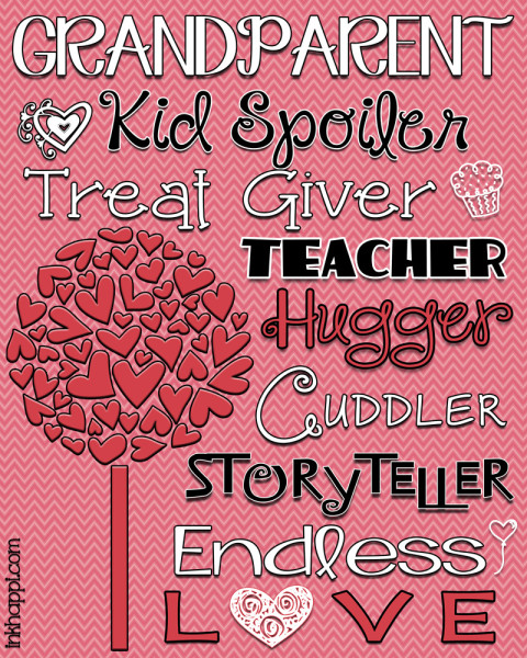 Cute granparent subway art free printable. Great valentine gift idea for grandparents!