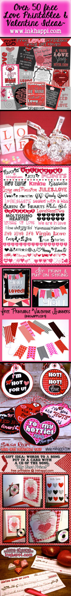 Over 50 free Love Printables and valentine ideas!