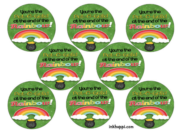 Pot of gold at the end of the rainbow gift tags.. Surprise your co-workers or family with this to add some fun to their day. #freeprintables #stpatricksday
