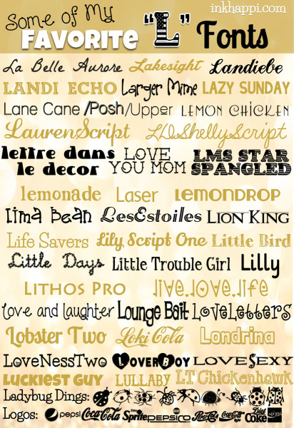 Another batch of great fonts! Some of my favorite L fonts. Tons of free fonts with download links on this site!