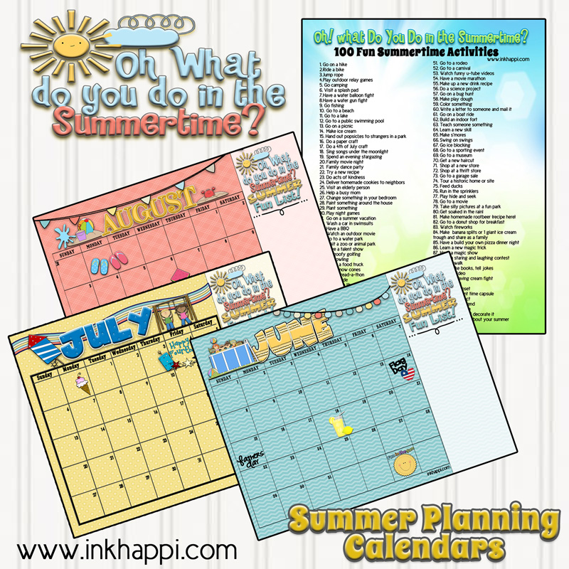 Summer Activities And Free Printable Calendars Inkhappi