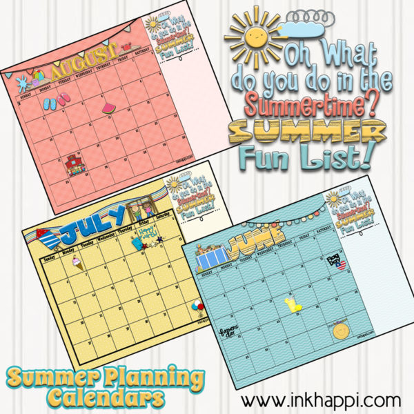 June July and August summer planning calendars to be ahead of the game before the kids start asking what there is to do!