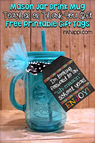 Start the school year off right with an 'uh-mason" teacher gift with these really cute free printable tags. % tags to choose from for variety or other uses. From inkhappi.com