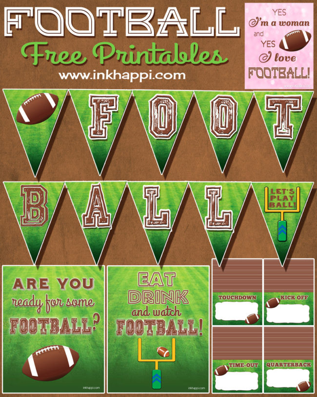 Football free printables for the food table and more! - inkhappi