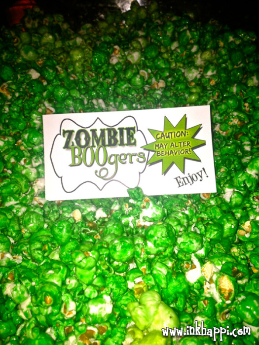 Zombie BOOgers! Something very fun,freaky, delicious, and quick and easy too! Recipe and free printables at inkhappi.com