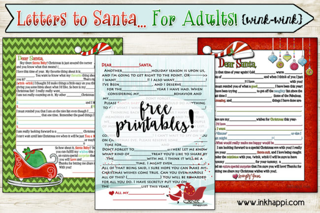 Adult Santa letter {wink-wink} Mad lib style! This includes 3 different versions!!