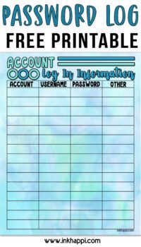 Printable Password Log and Creating New Passwords - inkhappi