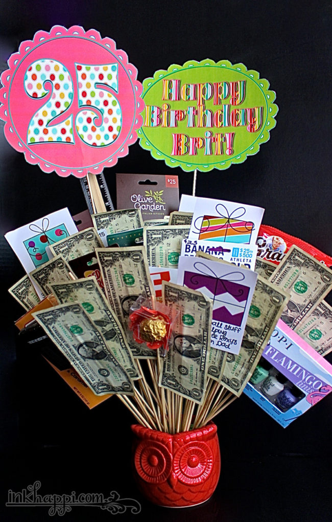 Birthday gift basket ideas with free printables!