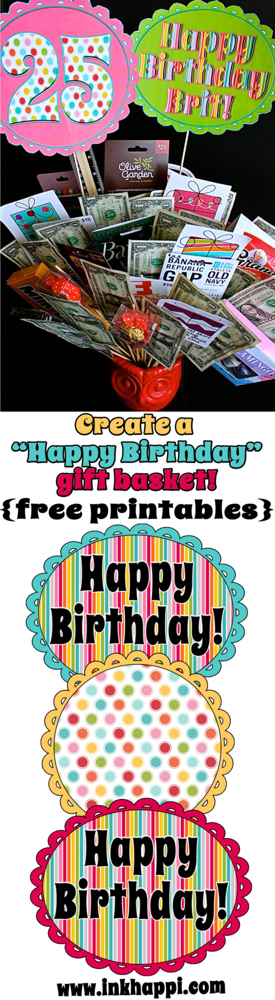 Birthday Gift Basket Idea with Free Printables - inkhappi