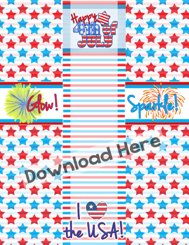 4th of July party favors with printable sparkler and glow stick holders