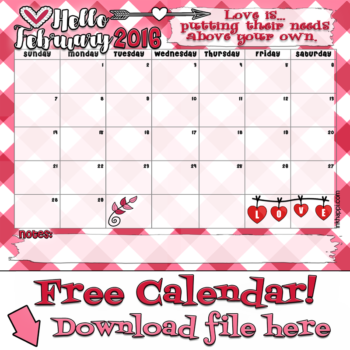 February 2016 Calendar and Love Print! - inkhappi