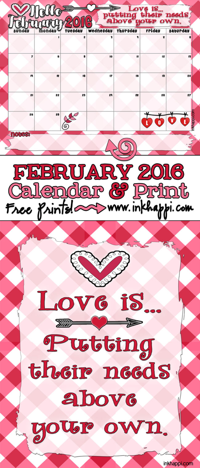 February 2016 Calendar and Love Print inkhappi February 2016 Calendar and Love Print inkhappi