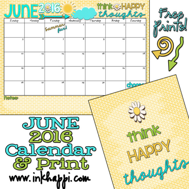 Ready for some summer fun! June 2016 Calendar and print from inkhappi.