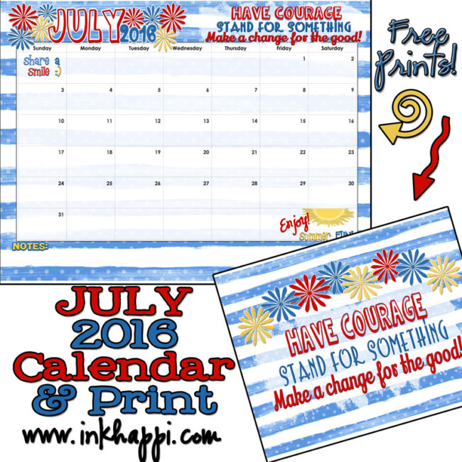 July 16 Calendar And Print Inkhappi