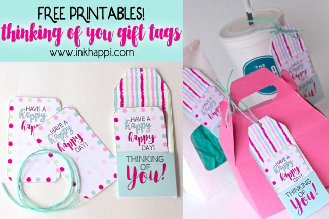 Be prepared to help make someones day happy with these free printable thinking of you gift tags! #gifttags #printabletags #giftideas