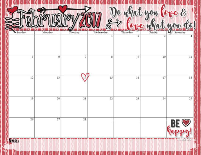 February 2017 Calendar... Love what you do! - inkhappi