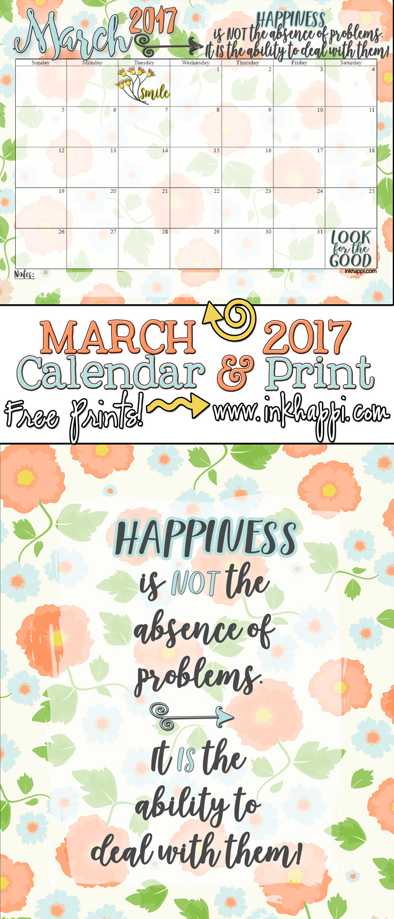Free printables... March 2017 Calendar and coordinating print! - inkhappi