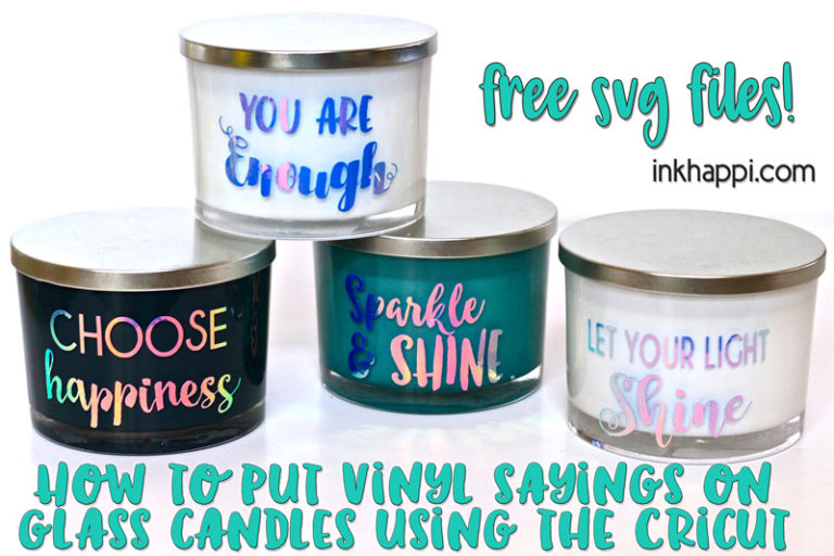 Vinyl sayings on glass candles using Cricut... You will fall in love