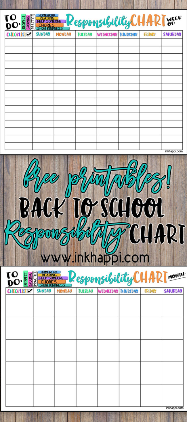 Help teach and develop our children about responsibility with this Back to School Responsibility Chart.