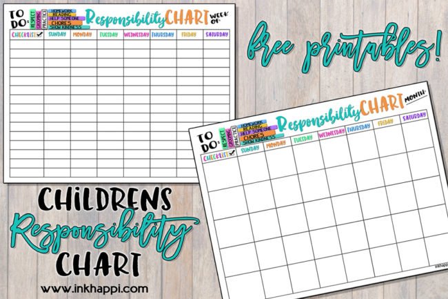 Childrens Responsibility Charts. Free Printables! - inkhappi