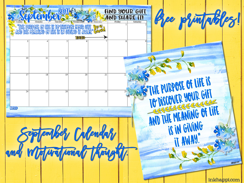 September 2017 Calendar And A Motivational Message About Giving Inkhappi