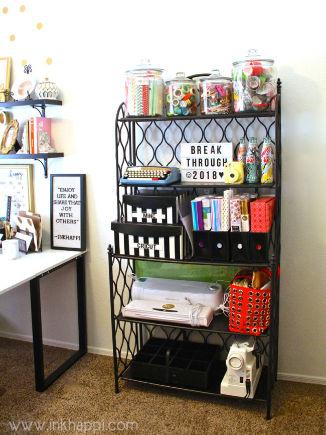 You're invited to my home office reveal! Decor and organization ideas. #homeoffice #officetour #decorideas #organization #craftroom