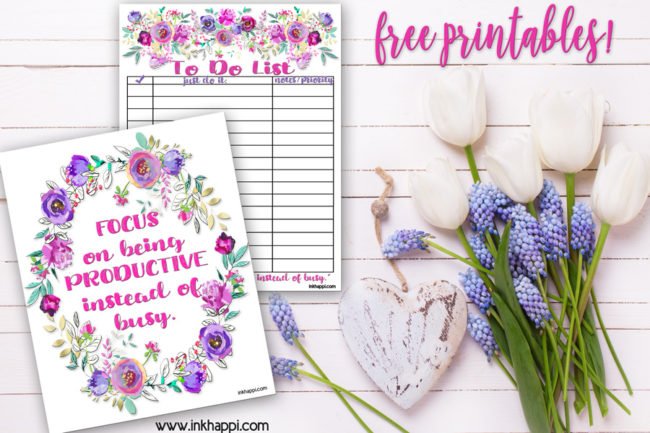 Free printable to do list and being productive instead of "busy". #freeprintables #todolist #productivity 
