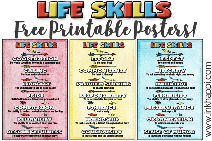 Free Printables! Character building life skills posters. these are great for the home, business or classroom. #lifeskills #freeprintables #teachers #school #charactertraits