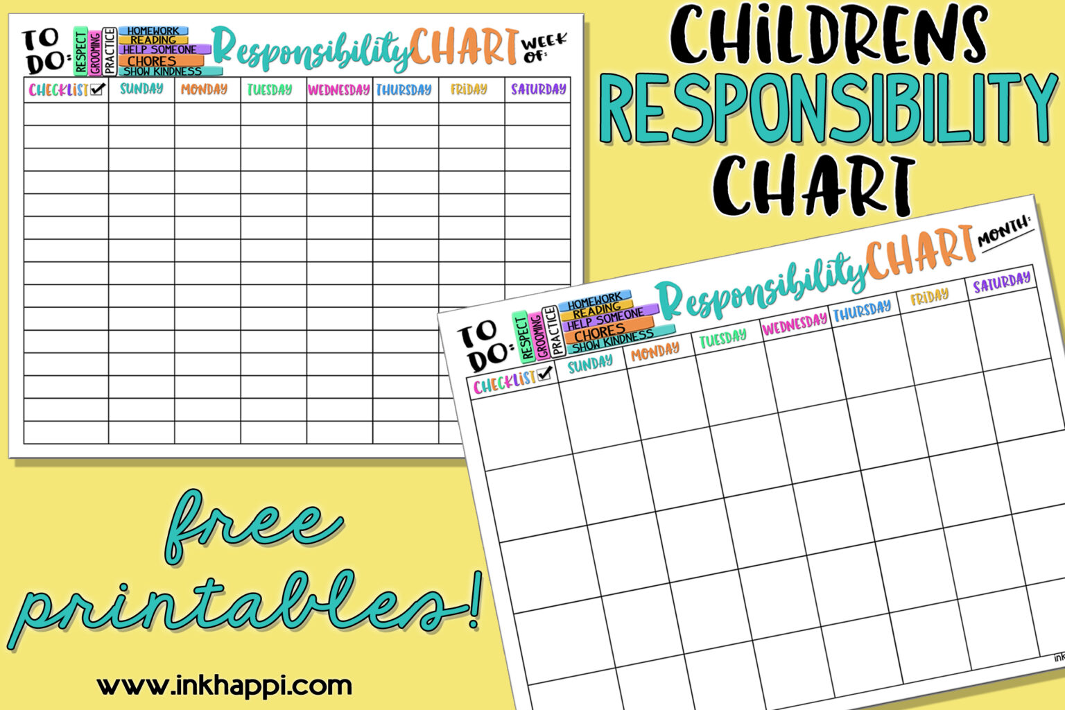 Childrens Responsibility Charts. Free Printables! - inkhappi