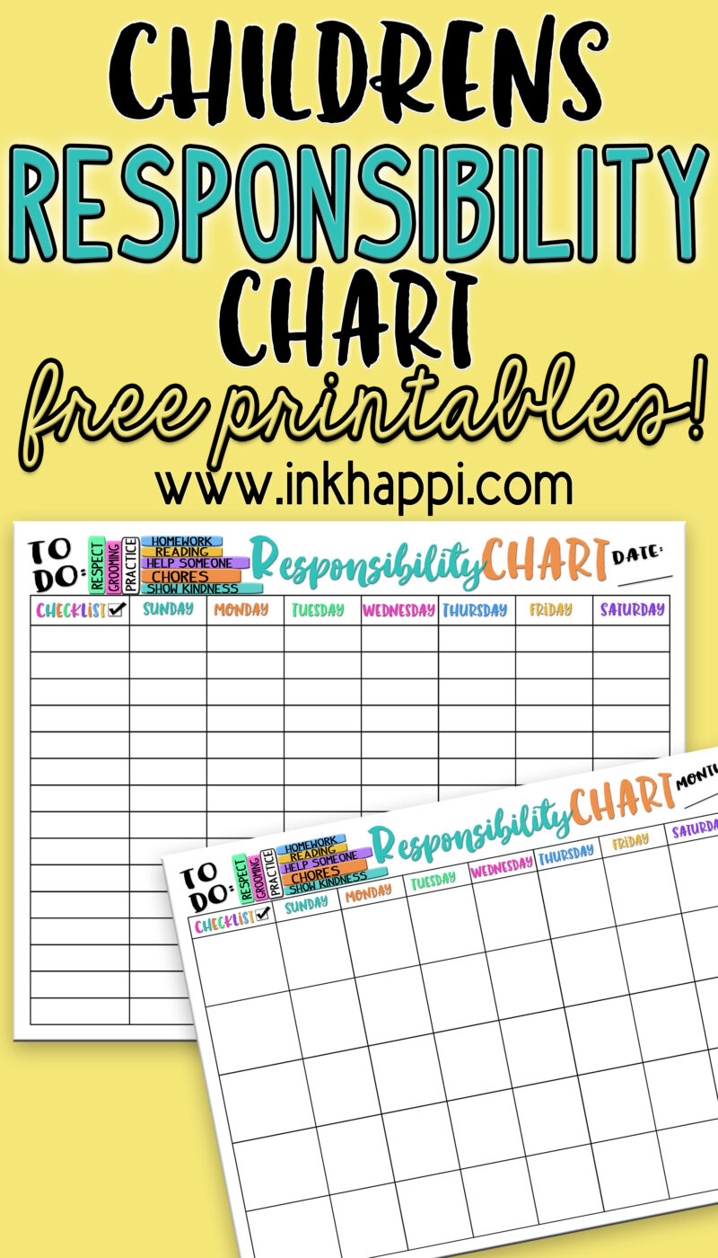 Childrens Responsibility Charts. Free Printables! - inkhappi