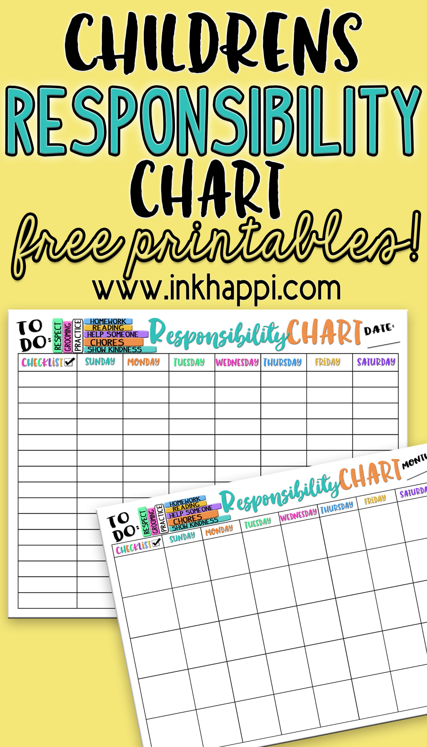 Childrens Responsibility Charts. Free Printables! inkhappi